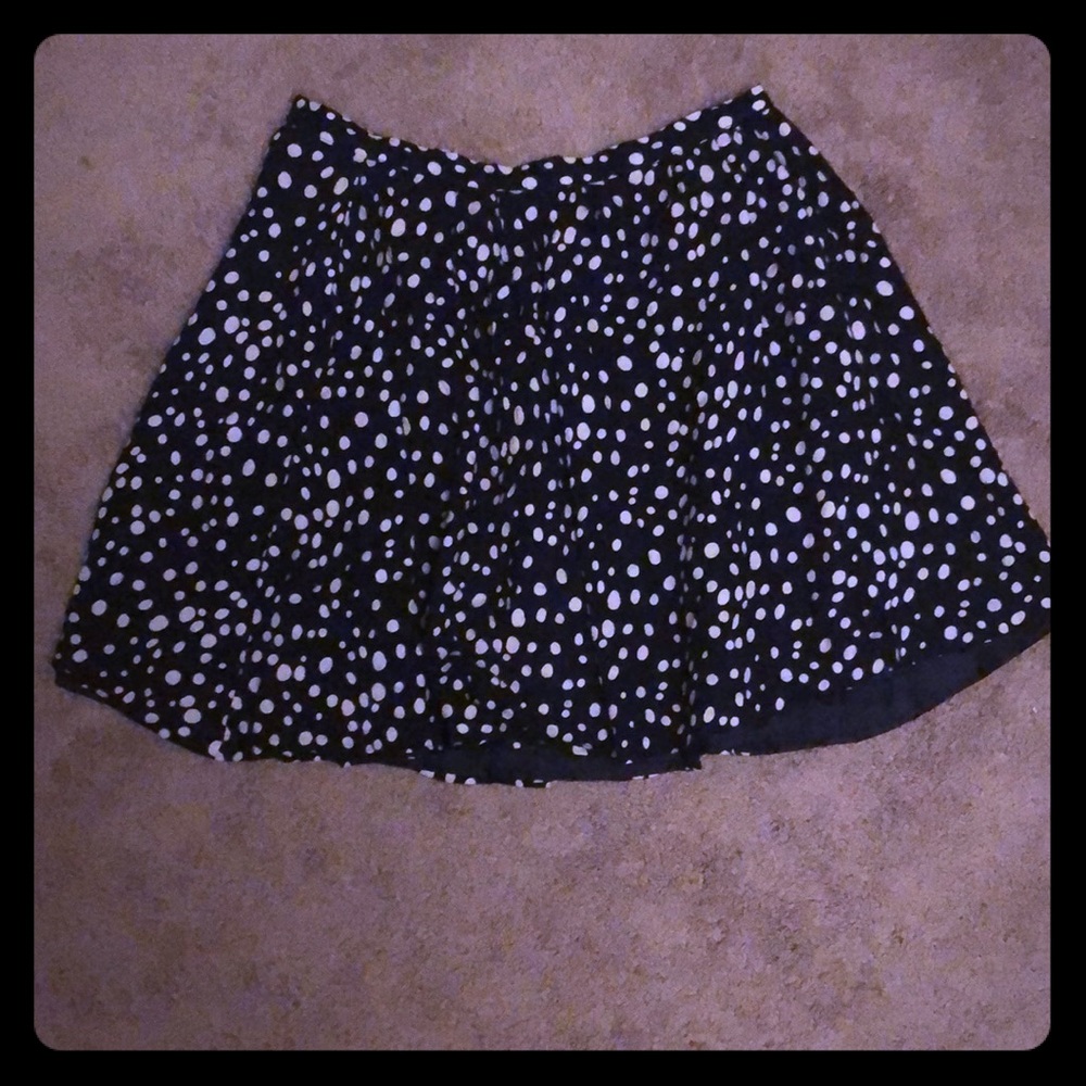 Navy and white polka dot skater skirt